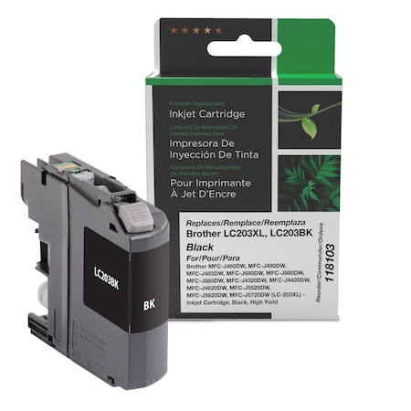 Cig Clover Imaging Remanufactured High Yield Black Ink Cartridge for Brother LC203XL 118103